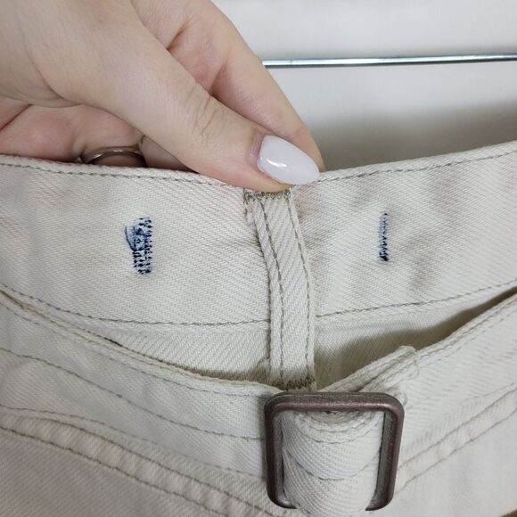 Free People White Jesse Carpenter Raw Hem Button Fly Denim Shorts 30 - Picture 6 of 7